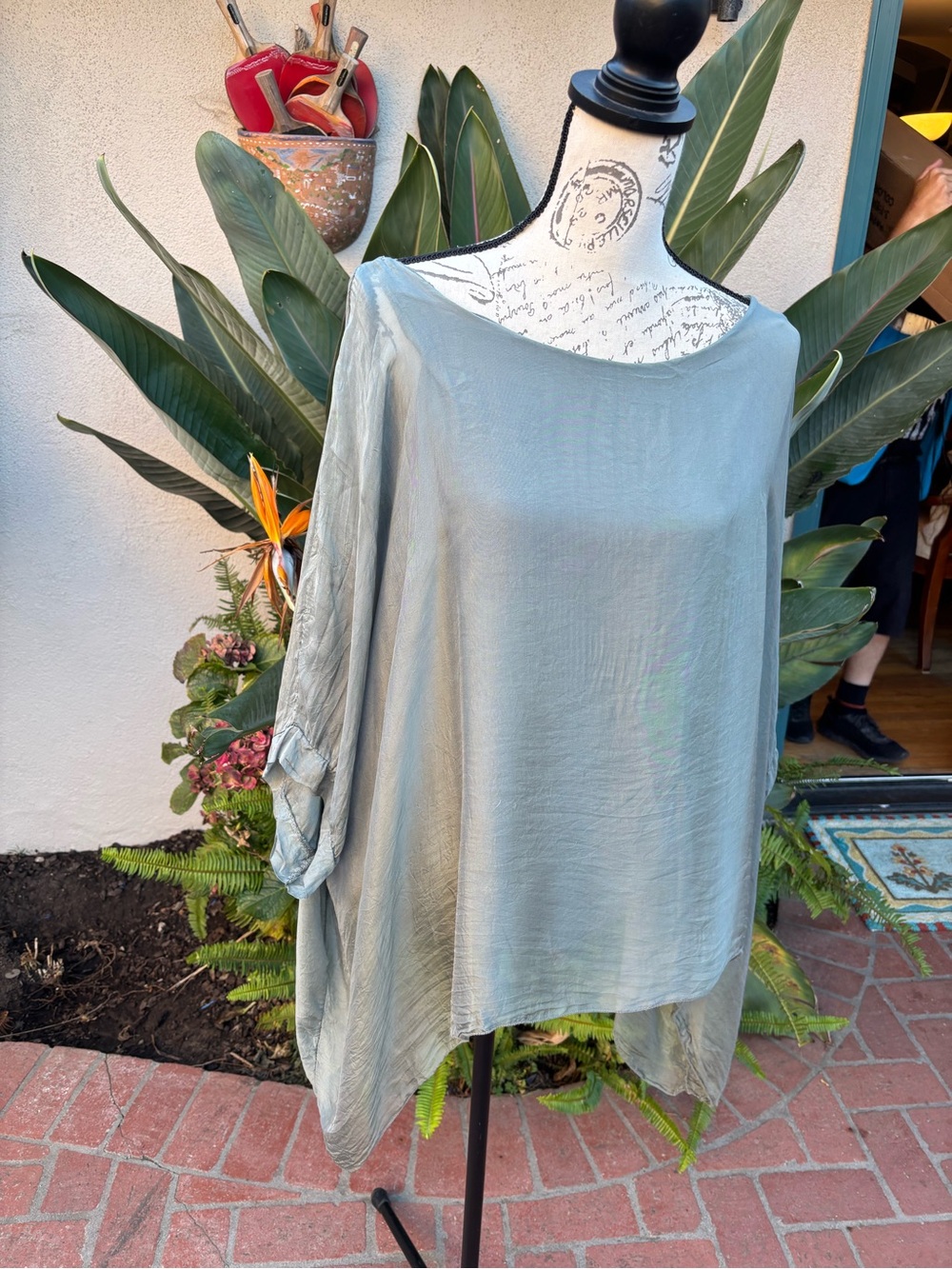 Relaxed Sage Green Women's Silk Karamel Collection Tunic Top